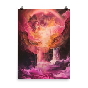 Pink Lake - Póster de papel mate mejorado, decoración de diseño, lienzo de decoración de habitaciones