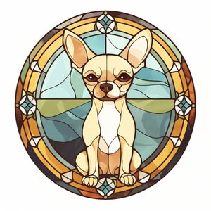 Chihuahua Stained Glass Digital Print