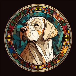 Yellow Lab Stained Glass Digital Print