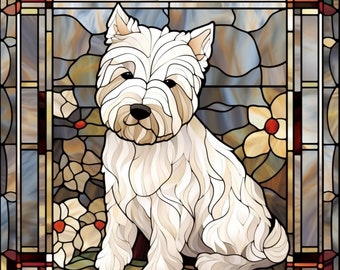 West Highland White Terrier Stained Glass Digital Print