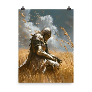 Lone Knight 1: Póster de papel mate mejorado, Decoración de diseño, Lienzo para decoración de habitaciones