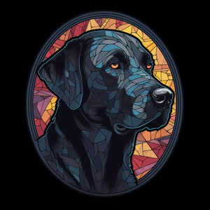 Black Labrador Stained Glass Digital Print