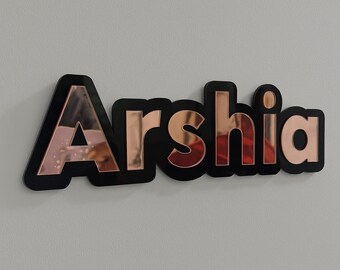 Custom Double Layer Acrylic Name Sign: 3D Mirror Wall Decor