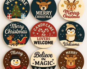 Weihnachten Türschild SVG Bundle | 10 Geschichtetes Willkommen Schilder für Laser Cut, Glowforge, CNC Bauernhaus Winter Dekor