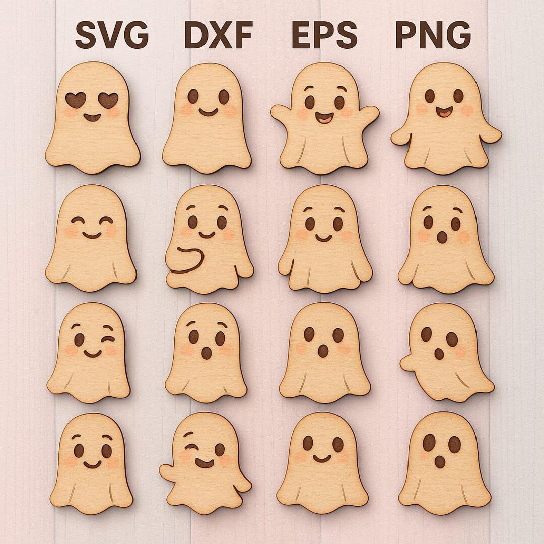 Cute Halloween Ghost SVG Bundle | Kawaii Ghost Clipart | Laser Cut ...