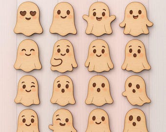 Cute Halloween Ghost SVG Bundle | Kawaii Ghost Clipart | Laser Cut Files for Glowforge | Ghost Ornament Svg | Cute Ghost Face Design