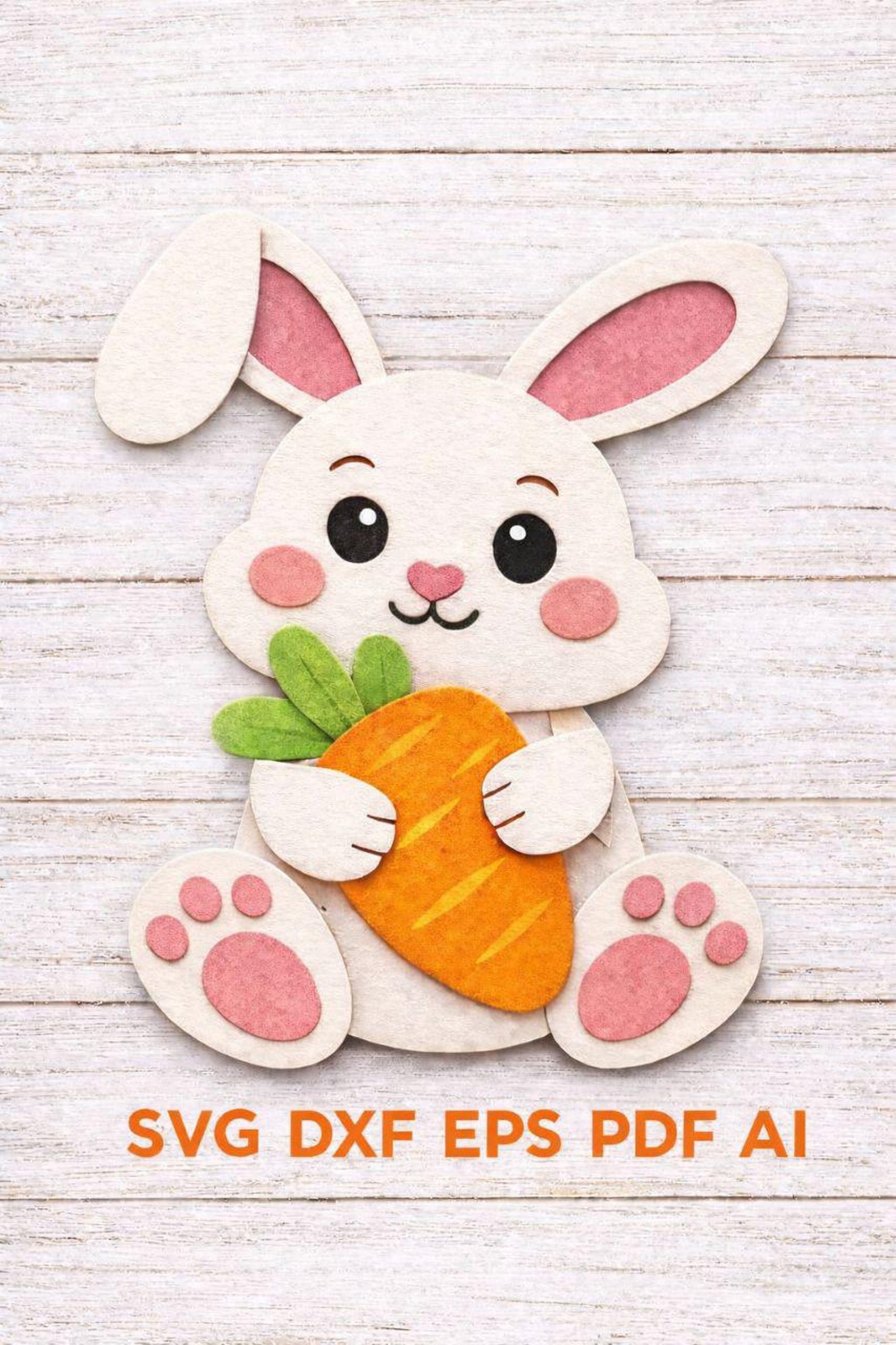 Easter Bunny Svg Bundle | Bunny With Carrot Laser Cut File | Easter ...