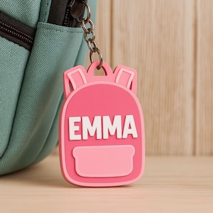 personalized backpack keychain svg | school bag name tag laser cut file | cute kids name keychain for cricut glowforge svg dxf eps