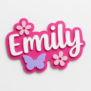 Personalized Acrylic Name Sign: Pink Butterfly Decor for Nursery