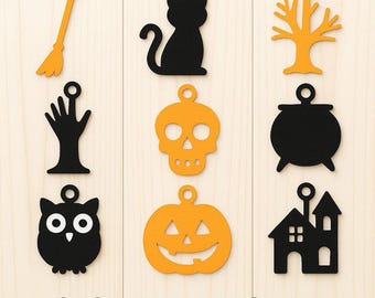 Halloween Ornament SVG Bundle | Pumpkin Skull Cat Haunted House Witch Owl Tree Cauldron Laser Cut Files | Glowforge Cricut DXF EPS