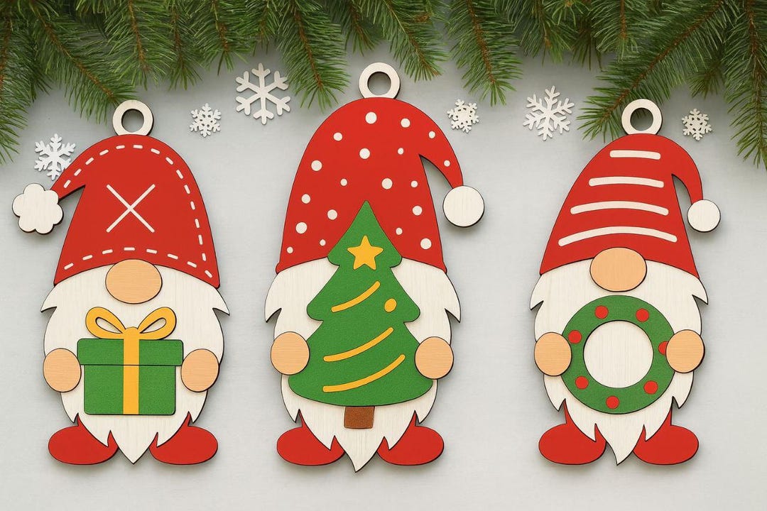 Christmas Gnome Ornament SVG Bundle | Laser Cut Files | Holiday Decor ...