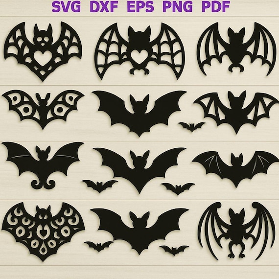 Halloween Bat SVG Bundle | Spooky Bat Cut File for Cricut | Bat Silhouette Dxf Png Pdf | Halloween Decor Laser Cut File | Instant Download