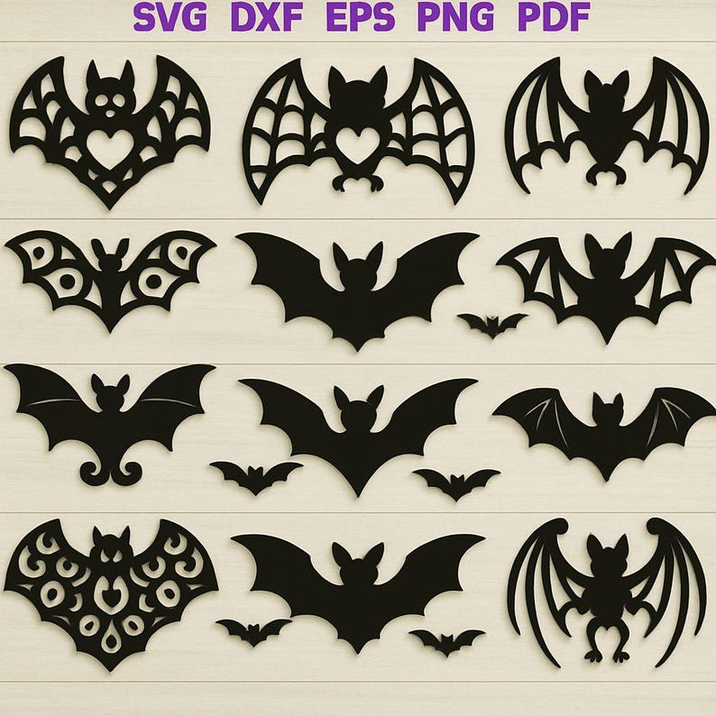 Halloween Bat SVG Bundle | Spooky Bat Cut File for Cricut | Bat Silhouette Dxf Png Pdf | Halloween Decor Laser Cut File | Instant Download image 1