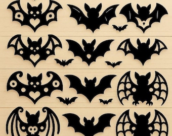 Cute Bat Svg Bundle for Halloween Crafts | Kawaii Bat Clipart for Cricut, Silhouette, Laser Cutting | Dxf Svg Png Eps Pdf Files Download