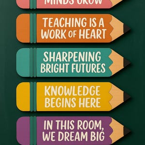 Teacher Pencil Sign SVG Bundle: Classroom Decor Laser Cut Files