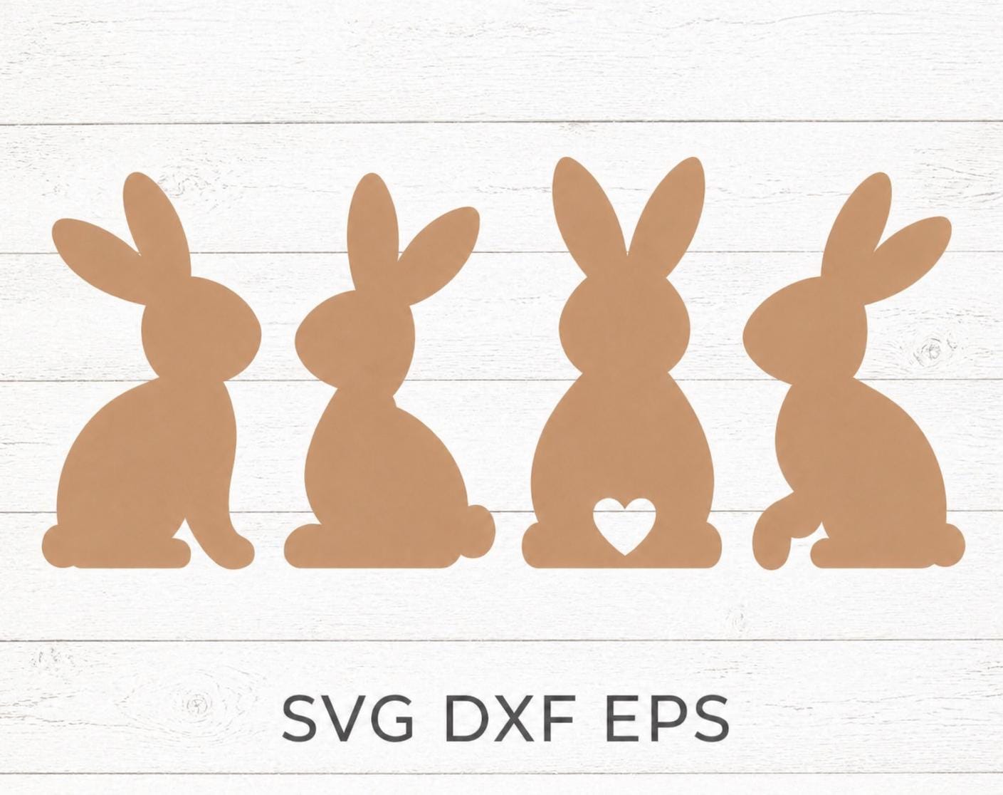 Easter Bunny SVG Bundle | Wooden Bunny Silhouette SVG | Rabbit Cut File ...
