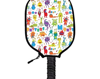 Monster Party Pickleball Paddle Cover - Handmade Pickleball Paddle Covers - Perfect Gift For Pickleball Players & Fans