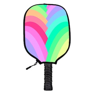 Rainbow Braid Pickleball Paddle Cover - Handmade Pickleball Paddle Covers - Perfect Gift For Pickleball Players & Fans