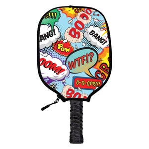 Cartoon Bubbles Pickleball Paddle Cover - Handmade Pickleball Paddle Covers - Perfect Gift For Pickleball Players & Fans