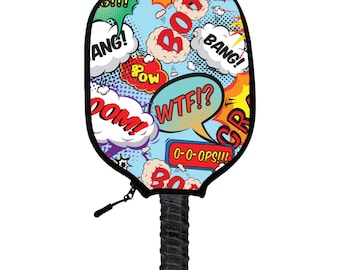 Cartoon Bubbles Pickleball Paddle Cover - Handmade Pickleball Paddle Covers - Perfect Gift For Pickleball Players & Fans