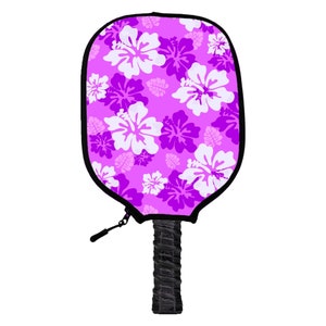 Purple Hibiscus Pickleball Paddle Cover - Handmade Pickleball Paddle Covers - Perfect Gift For Pickleball Players & Fans
