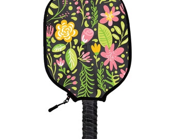 Spring Florals Pickleball Paddle Cover - Handmade Pickleball Paddle Covers - Perfect Gift For Pickleball Players & Fans