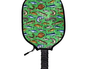 Fishing Frenzy Pickleball Paddle Cover - Handmade Pickleball Paddle Covers - Perfect Gift For Pickleball Players & Fans