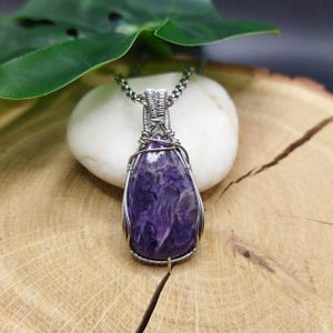 Charoite, Natural stone pendant, BentyCia Creations, Boheme Hippiechic
