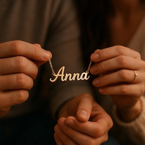 Custom Gold Name Necklace – Personalized 18K Pendant for Women, Gift for Girlfriend, Minimalist Jewelry, Birthday or Anniversary Gift
