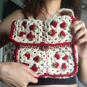 Strawberry Crochet Messenger bag purse