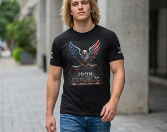 Iron Republik Adler T-Shirt | Machen Sie Amerika wieder zum Eisen, Vaterländische USA Grafik