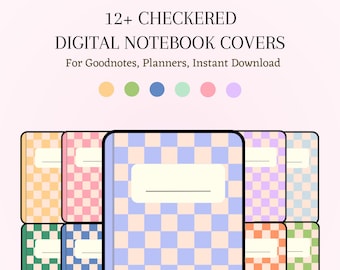 Checkerboard Digital Notebook Covers: Groovy Rainbow Design (PDF)