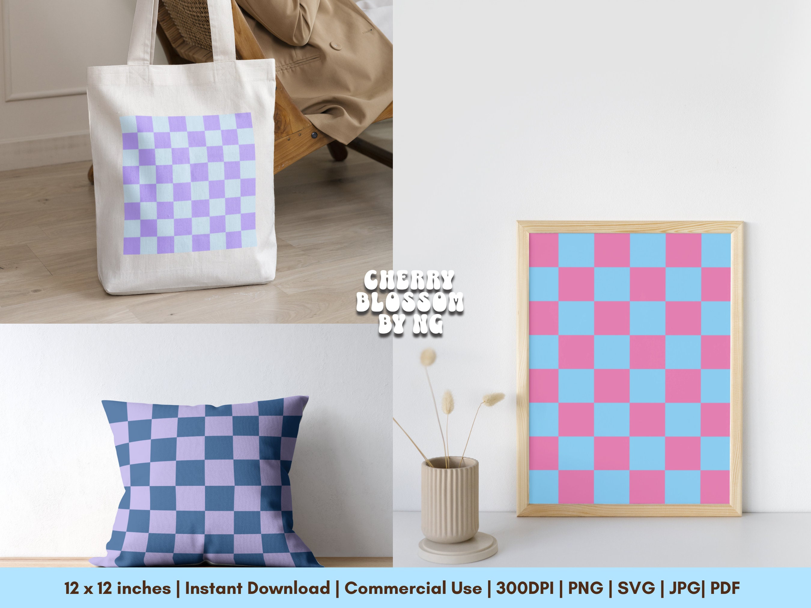 50 Blue Checkerboard Digital Papers Checker Seamless Pattern Etsy