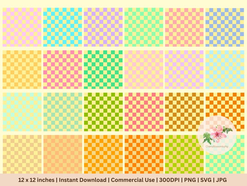 50 Yellow Checkerboard Digital Papers, Checkerboard Seamless Patterns ...