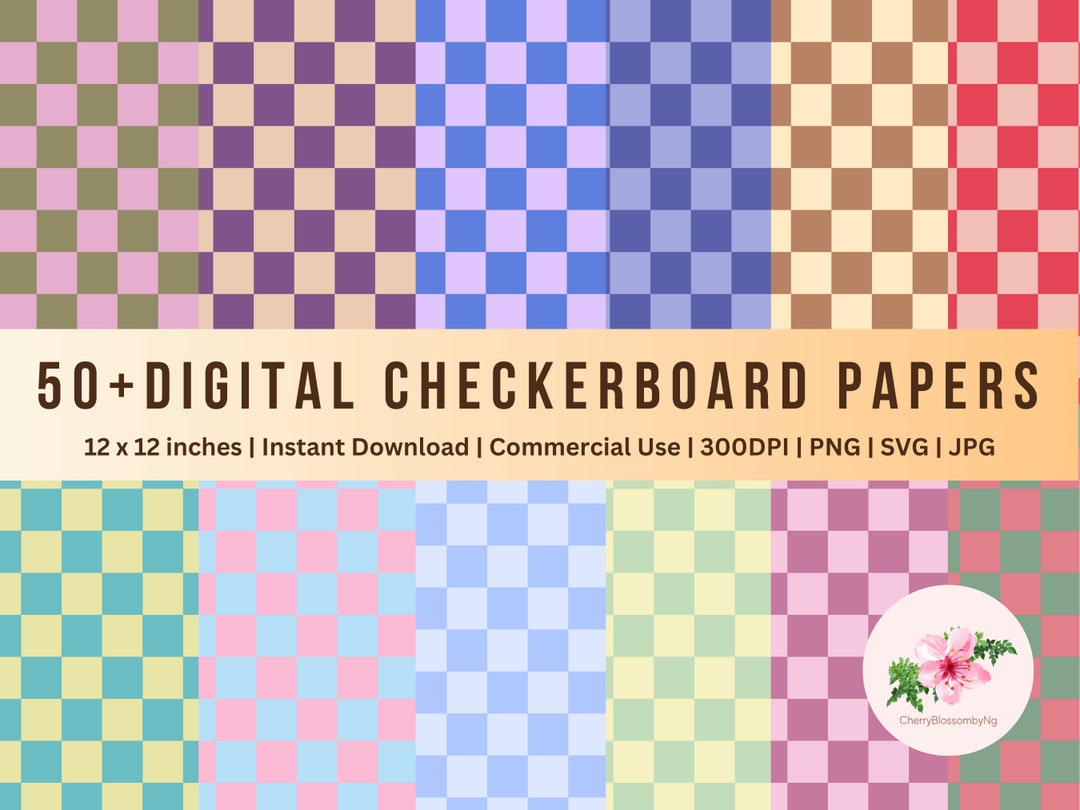 50 Checkerboard Digital Paper Checker Grid Background for Etsy