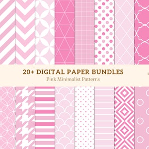 Seamless Pink, White digital seamless papers, digital printable papers with polka dots, chevron, quatrefoil, stripes commercial use - 004