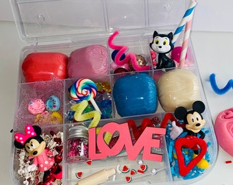Mickey & Minnie | Handmade Play Dough | Play Dough Kit | Sensory Kits | Birthday Gifts | Play Dough to Go | Busy Box | Travel Kits