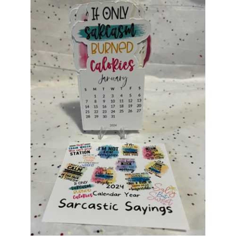 2024 Sarcastic Sayings Die Cut Desk Calendar Etsy