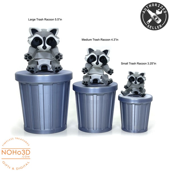 Articulated Racoon with Trash Can, 3D Printed Flexi Racoon, Trashcan Raccoon, Trash can, Raccoon Toy, Trash Panda, Fidget Toy, ADHD Toy