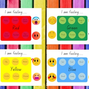 Printable Emotions and Feelings Posters, Colours and Emotions for Kids Toddlers, Self Regulation Pics, Emotional Expression for Kids