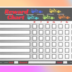 Race Car Reward Chart, Printable and Personalised Behaviour Chart ...