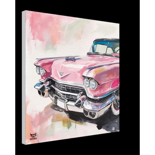 Classic Pink Cadillac Inspired Canvas Wall Art