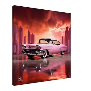 1950s Style Pink Cadillac Inspired Wall Art