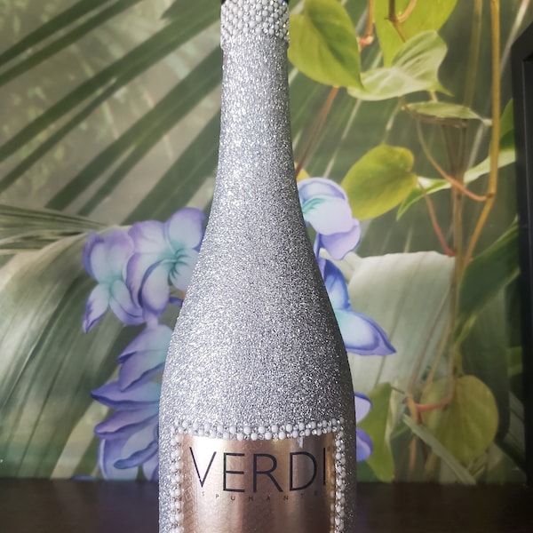 Glittered and Blinged Champagne Bottle decanter