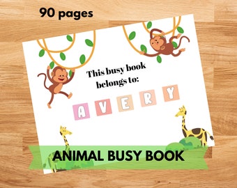 Animal Toddler Printable Busy Book Learning Binder, Kids Quiet Book Matching Game, Kid First Busy Book Toddler