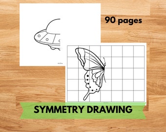 Symmetry Drawing Worksheet Printable, Handwriting Practice Fine Motor Skills, Learn To Draw, Symmetry Pattern Activity