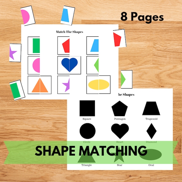 Shape Matching Toddler Activity Printable, 2D Geometric Shape Sorting,  Shadow Matching Problem Solving, Color Matching Critical Thinking