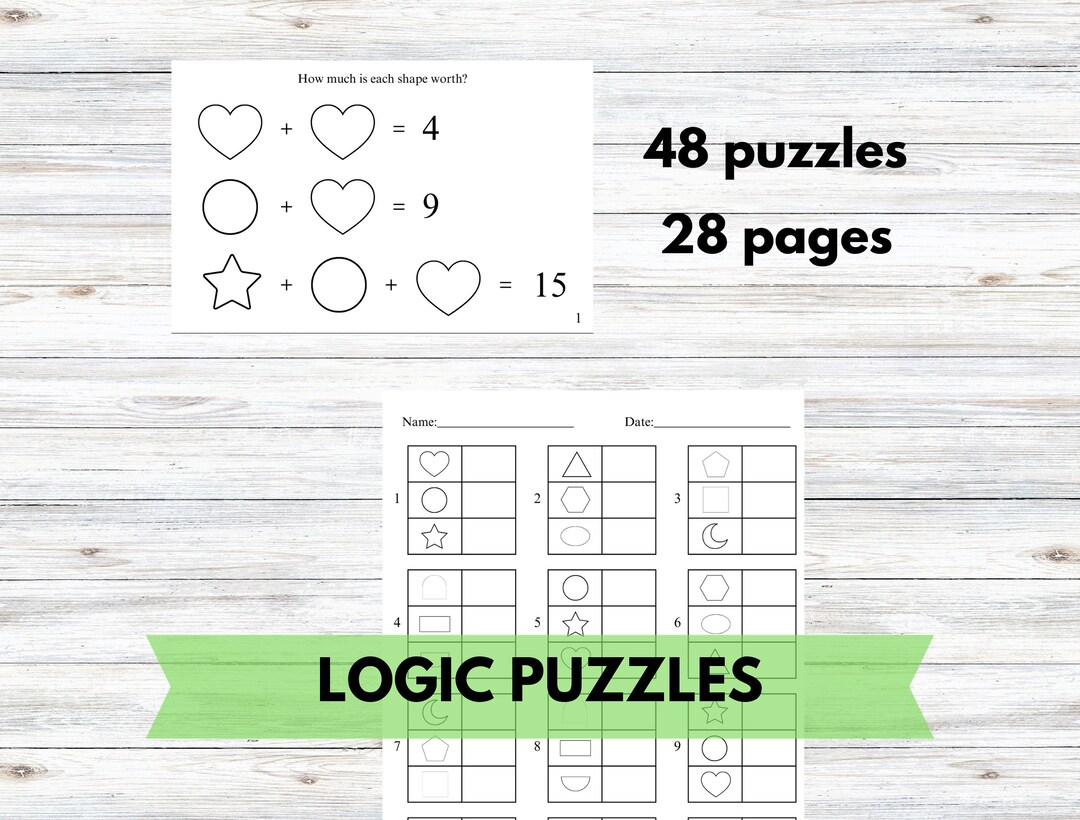 Logic Puzzle Brain Teasers Printable, Critical Thinking Math Games