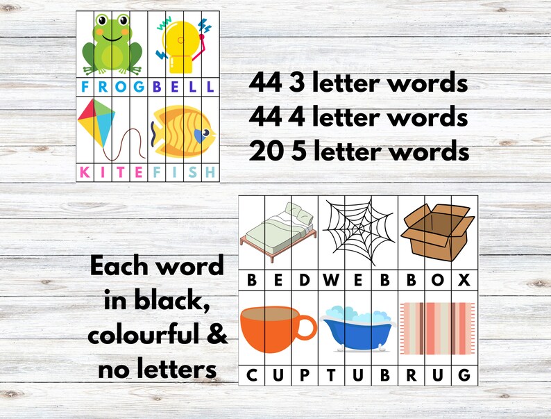 Word Puzzle Printable Activity for Toddlers Letter Spelling Etsy