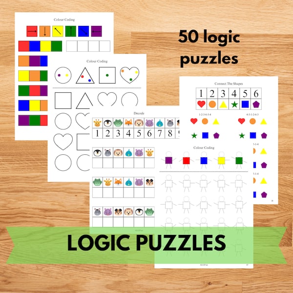 Logic Puzzle Worksheets Brain Teaser Printable, Math Problem Solving Matching Game, 1st Grade Worksheet Math Games